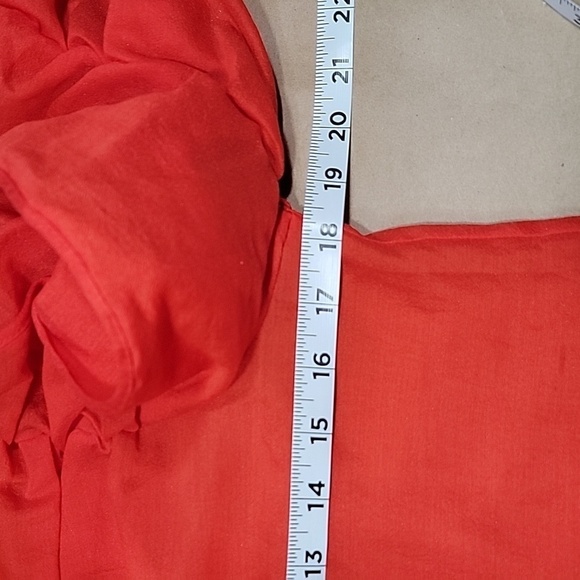 H&M Size 8 Bright Red Georgette V-Neck Blouse Ruching Detail, Excellent Cond. - Picture 7 of 12